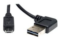Tripp Lite 3ft USB 2.0 High Speed Cable Reversible Right/Left Angle A to Micro B M/M 3' - USB cable...