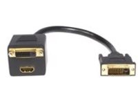 StarTech.com 1 ft DVI-D to DVI-D & HDMI Splitter Cable - M/F - Dual Link - Black - Video Splitter (DVISPL1DH) - video s…