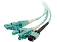 C2G 2m MPO to 4 Duplex LC Fiber Breakout Cable OM3 Riser Rated (OFNR)