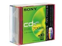 CD-R 48X 80MIN 700MB 10PK (ISO-9660-MODE-1)COLOUR MIX SLIM