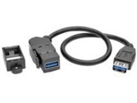 Tripp Lite USB 3.0 Keystone Panel Mount Coupler Cable F/F Angled 1ft