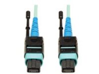 Tripp Lite MTP MPO Patch Cable Push Pull Tab 100GbE Aqua OM3 Plenum 3M 10ft 10' '3 Meter