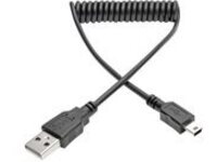 Tripp Lite 3ft Hi-Speed USB 2.0 to Mini-B Cable Coiled USB A-Mini-B M/M 3'