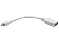 Tripp Lite 6" Micro USB-B to USB OTG Host Adapter Cable On the Go White M/F