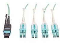 Tripp Lite Fan-out Cable Push / Pull Tab MTP/MPO to 8 x LC 40Gbase OM3 Plenum Aqua 3M 10ft 10' 3 Meter