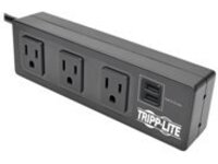 Tripp Lite Protect It! 3-Outlet Surge Protector with Mounting Brackets, 10 ft. Cord, 510 Joules, 2 USB Charging Ports, Black Housing