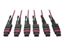 Tripp Lite MTP/MPO Multimode Base-8 Trunk Cable, 24-Strand, 40/100 GbE, 40/100GBASE-SR4, OM4 Plenum-Rated (3xF/3xF), Push/Pull Tab, Magenta, 45 m (147 ft.)
