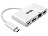 Tripp Lite USB C to HDMI Multiport Video Adapter Converter w/ USB-A Hub, USB-C PD Charging, Gigabit Ethernet Port, Thunderbolt 3 Compatible USB Type C to HDMI, USB Type-C