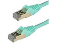 StarTech.com 50cm CAT6A Ethernet Cable, 10 Gigabit Shielded Snagless RJ45 100W PoE Patch Cord, CAT 6A 10GbE STP Network Cable w/Strain Relief, Aqua, Fluke Tested/UL Certified Wiring/TIA