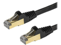 StarTech.com 50cm CAT6A Ethernet Cable, 10 Gigabit Shielded Snagless RJ45 100W PoE Patch Cord, CAT 6A 10GbE STP Network Cable w/Strain Relief, Black, Fluke Tested/UL Certified Wiring/TIA
