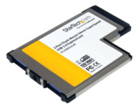StarTech.com 2 Port Flush Mount ExpressCard 54mm SuperSpeed USB 3.0 Card Adapter with UASP