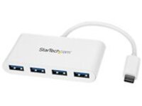 StarTech.com 4 Port USB C Hub with 4x USB-A Ports (USB 3.0 SuperSpeed 5Gbps), USB Bus Powered, Portable/Laptop USB-C to USB-A Adapter Hub, USB 3.1 Gen 1/USB 3.2 Gen 1 Type-C Hub, White