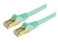 StarTech.com 6in CAT6A Ethernet Cable, 10 Gigabit Shielded Snagless RJ45 100W PoE Patch Cord, CAT 6A 10GbE STP Network Cable w/Strain Relief, Aqua, Fluke Tested/UL Certified Wiring/TIA