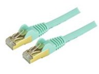 StarTech.com 9ft CAT6A Ethernet Cable, 10 Gigabit Shielded Snagless RJ45 100W PoE Patch Cord, CAT 6A 10GbE STP Network Cable w/Strain Relief, Aqua, Fluke Tested/UL Certified Wiring/TIA