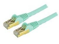 StarTech.com 3ft CAT6A Ethernet Cable, 10 Gigabit Shielded Snagless RJ45 100W PoE Patch Cord, CAT 6A 10GbE STP Network Cable w/Strain Relief, Aqua, Fluke Tested/UL Certified Wiring/TIA