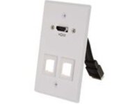 C2G HDMI Pass Through Single Gang Wall Plate with Two Keystones
