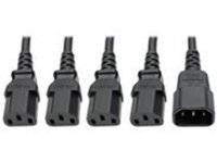 Tripp Lite Y Splitter Computer Power Cord 10A 18AWG C14 to 4xC13 Black 18in