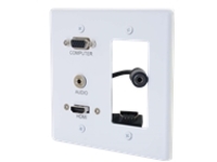 C2G Decorative Dual Gang VGA, 3.5mm Audio and HDMI Wall Plate White