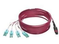 Tripp Lite MTP/MPO to 8xLC Fan-Out Patch Cable, 40 GbE, 40GBASE-SR4, OM4 Plenum-Rated, Push/Pull Tab, Magenta, 5 m (16.…