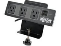 Tripp Lite 3-Outlet Surge Protector Power Strip Desk Clamp w/ 2-Port USB Charging