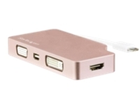 StarTech.com USB C Multiport Video Adapter with HDMI, VGA, Mini DisplayPort or DVI, USB Type C Monitor Adapter to HDMI 1.4 or mDP 1.2 (4K), VGA or DVI (1080p), Rose Gold Aluminum Adapter
