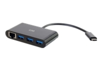 C2G USB C Ethernet and 3 Port USB Hub Black