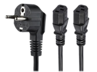 StarTech.com 2m (6ft) Computer Power Cord, 18AWG, EU Schuko to 2x C13 Power Cord, 10A 250V, Black Replacement AC Cord, TV/Monitor Power Cable, Schuko CEE 7/7 to IEC 60320 2x C13 Power Cord