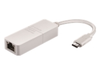 USB-C USB 3.0 Gigabit Adapter, 1x 10/100/1000Mbit/s Gigabit TP (RJ-45) Anschluss, USB 3.0 Standard mit 5Gbit/s, abwrts kompatibel zu USB 2.0/1.1, fest eingebautes kurzes USB Anschlusskabel mit Typ C Stecker, sehr kleines Gehuse, wei, APM-Untersttzung