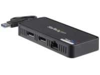 StarTech.com USB 3.0 Mini Dock, Dual Monitor USB-A Docking Station w/ DisplayPort 4K 60Hz Video &amp; Gigabit Ethernet, 1ft (30cm) Cable, Portable USB 3.1 Gen 1 Type-A Laptop Adapter, 4K Dock