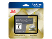 Brother TZePR955 - White print on premium glitter silver