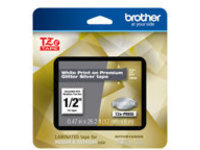 Brother TZePR935 - White print on premium glitter silver
