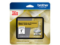 Brother TZePR851 - Black print on premium glitter gold