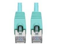 Tripp Lite Cat6a 10G-Certified Snagless Shielded STP Network Patch Cable (RJ45 M/M), PoE, Aqua, 30 ft.