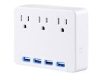 3AC OUT WALL TAP NEMA 125V4LIGHTED 4.2A USB PORTS 1YR WARR