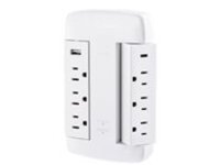 6OUT SURGE PROTECTOR 900J 120VWALL TAP 2 USB 3.6A $75K CEG