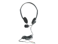 Manhattan Stereo Headset, Lightweight, Adjustable Microphone, In-Line Volume Control, Foam Earpads, 2x 3.5mm stereo jacks/plugs, cable 2m, Black, Three Year Warranty, Blister