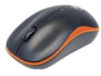 Manhattan Success Wireless Mouse, Black/Orange, 1000dpi, 2.4Ghz (up to 10m), USB, Optical, Three Button with Scroll Wheel, USB micro receiver, AA battery (included), Low friction base, Three Year Warranty, Blister
