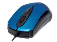 Manhattan Edge USB Wired Mouse, Blue, 1000dpi, USB-A, Optical, Compact, Three Button with Scroll Wheel, Low friction base, Blister