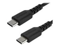 StarTech.com 1m USB C Charging Cable, Durable Fast Charge &amp; Sync USB 2.0 Type C to USB C Laptop Charger Cord, TPE Jacket Aramid Fiber M/M 60W Black, Samsung S10, S20 iPad Pro MS Surface