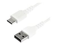 StarTech.com 2m USB A to USB C Charging Cable, Durable Fast Charge &amp; Sync USB 2.0 to USB Type C Data Cord, Rugged TPE Jacket Aramid Fiber M/M 60W White, Samsung S10, S20, iPad Pro, Pixel