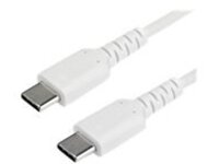 StarTech.com 1m USB C Charging Cable, Durable Fast Charge &amp; Sync USB 2.0 Type C to USB C Laptop Charger Cord, TPE Jacket Aramid Fiber M/M 60W White, Samsung S10, S20 iPad Pro MS Surface