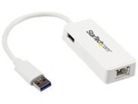StarTech.com USB 3.0 to Gigabit Ethernet Adapter NIC w/ USB Port (White)