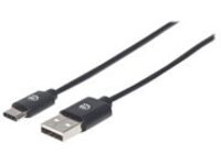 Manhattan USB-C to USB-A Cable, 50cm, Male to Male, Black, 480 Mbps (USB 2.0), Hi-Speed USB, Lifetime Warranty, Polybag