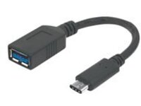 Manhattan USB-C to USB-A Cable, 15cm, Male to Female, 5 Gbps (USB 3.2 Gen1 aka USB 3.0), 3A (fast charging), IF-Certified, Black, Lifetime Warranty, Polybag