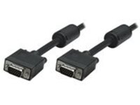 Manhattan SVGA Monitor Cable with Ferrite Cores, HD15, 10m, Male to Male, Compatible with VGA, Shielded with Ferrite Cores to help minimise EMI interference for improved video transmission, Black, Lifetime Warranty, Polybag