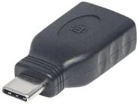 Manhattan USB-C to USB-A Adapter, Male to Female, 5 Gbps (USB 3.2 Gen1 aka USB 3.0), SuperSpeed USB, Black, Lifetime Warranty, Polybag
