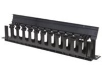 Intellinet 19" Cable Management Panel, 19" Rackmount Cable Manager, 1U, with Cover, Black