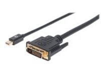 Manhattan Mini DisplayPort 1.2a to DVI 24+1 Cable, 1080p, 1.8m, Male to Male, Passive, 1080p@60Hz, Compatible with DVD-D, Black, Lifetime Warranty, Polybag