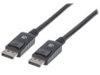 Manhattan DisplayPort Cable, v1.2, 4K@60hz, 2m, Male to Male, With Latches, Fully Shielded, Black, Lifetime Warranty, Polybag