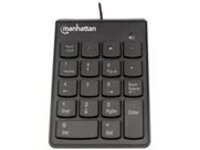 Manhattan Numeric Keypad, Wired, USB, Windows or Mac, 18 full size keys, Black, Blister